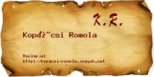Kopácsi Romola névjegykártya